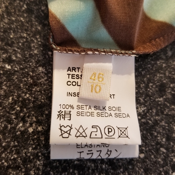 🥳HP🥳Valentino Green & Brown 100% Silk Chevron Dress - Picture 10 of 15